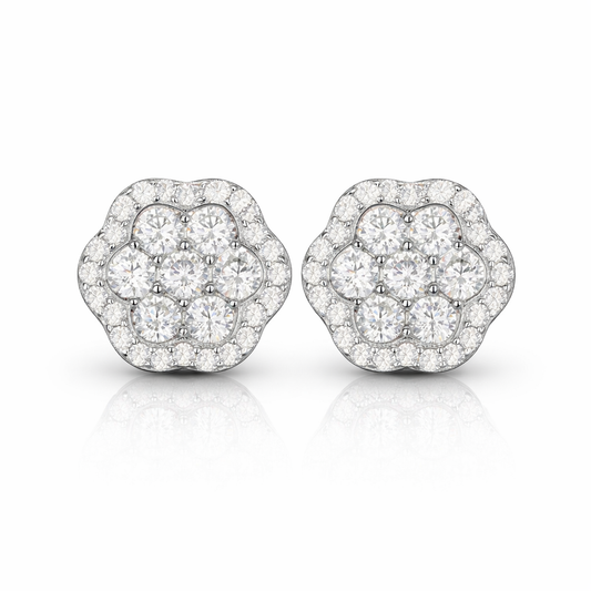 S925 Moissanite Lotus Flower Stud Earrings