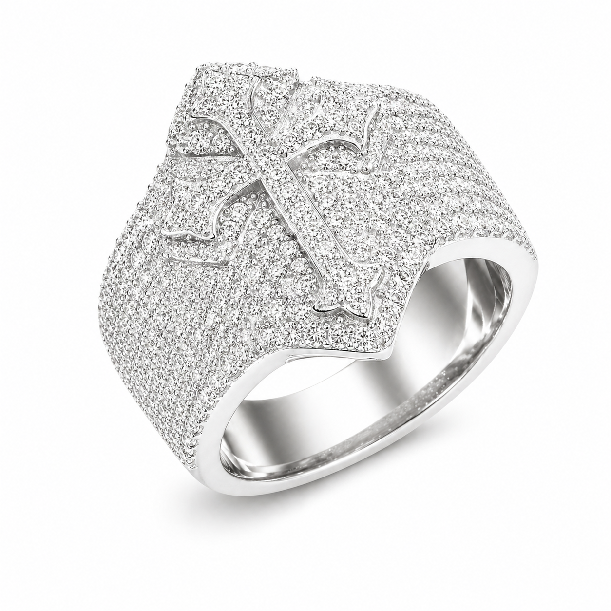 Iced Out Iris Cross Ring