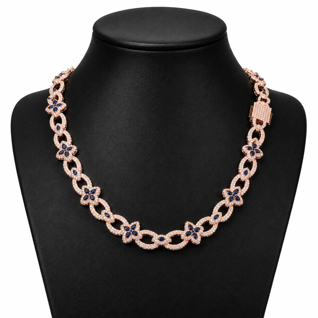 10.5mm S925 Moissanite Four Leaf Clover Evil Eye Link Chain