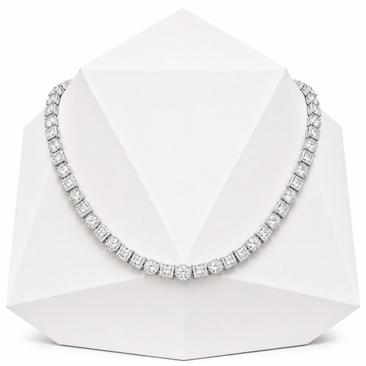 8mm S925 Moissanite Iced Clover Seal Halo Link Chain