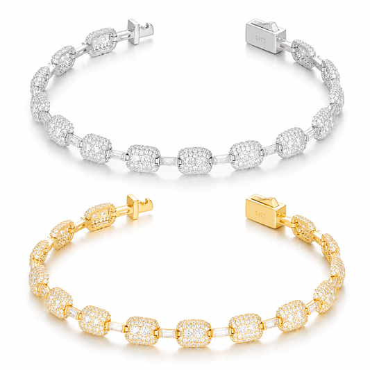 7mm Baguette Moissanite Link Bracelet