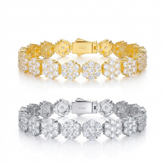 9mm Cluster Flower Tennis Bracelet