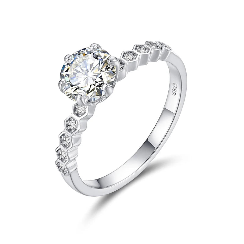 925 Sterling Silver VVS Moissanite Diamond Ring