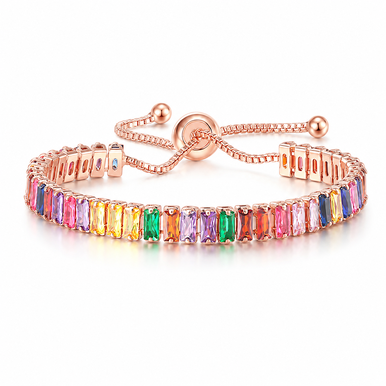 Rainbow Cubic Zirconia Tennis Bracelet