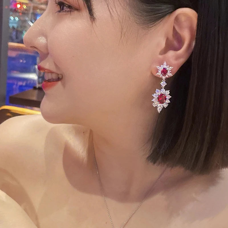 Red & White Dangle Earrings