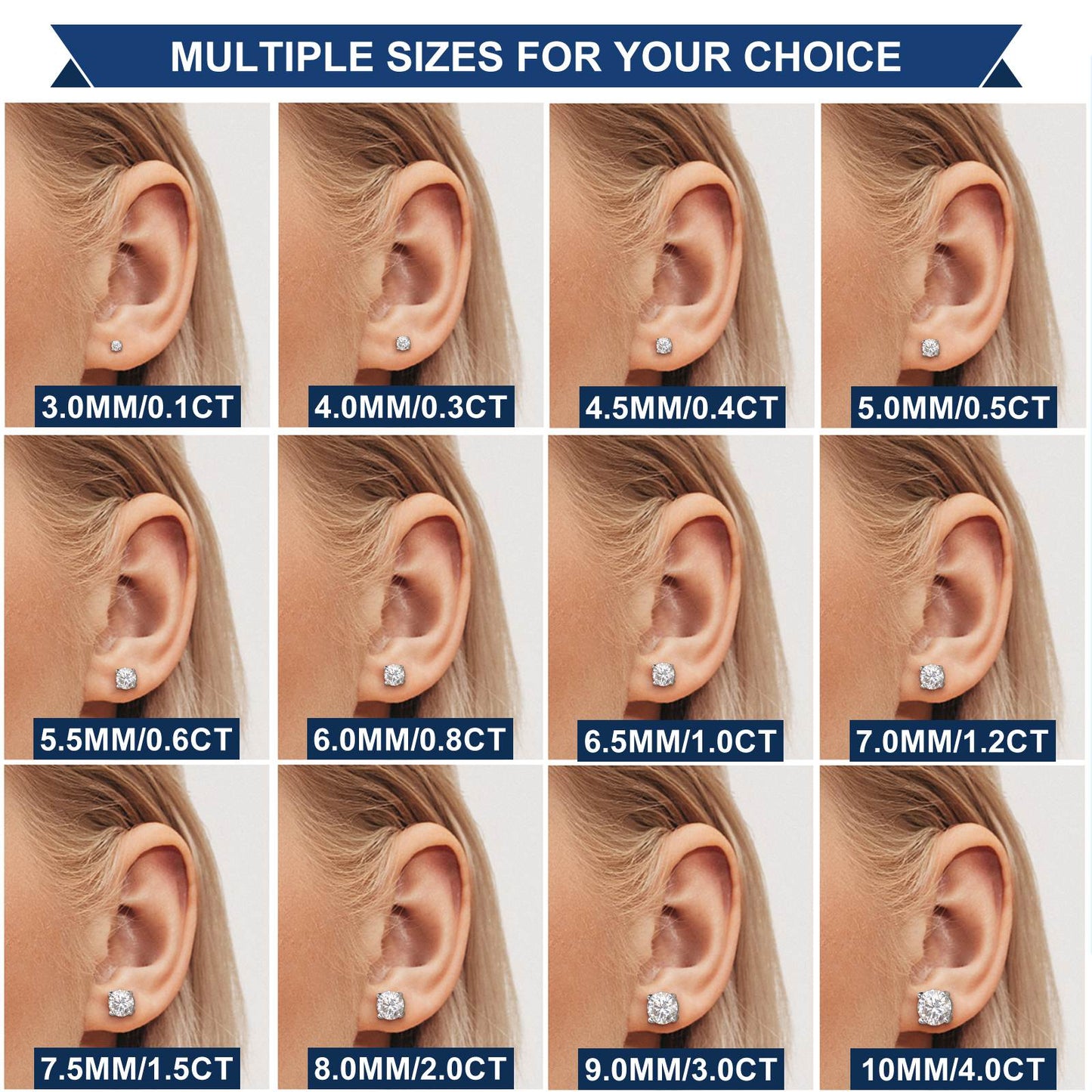 0.2ct-10ct Screw Back Round Cut Stud Earrings - TUHE Jewelry