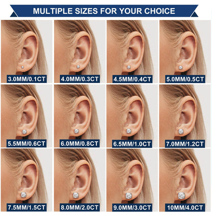 0.2ct-10ct Screw Back Round Cut Stud Earrings - TUHE Jewelry