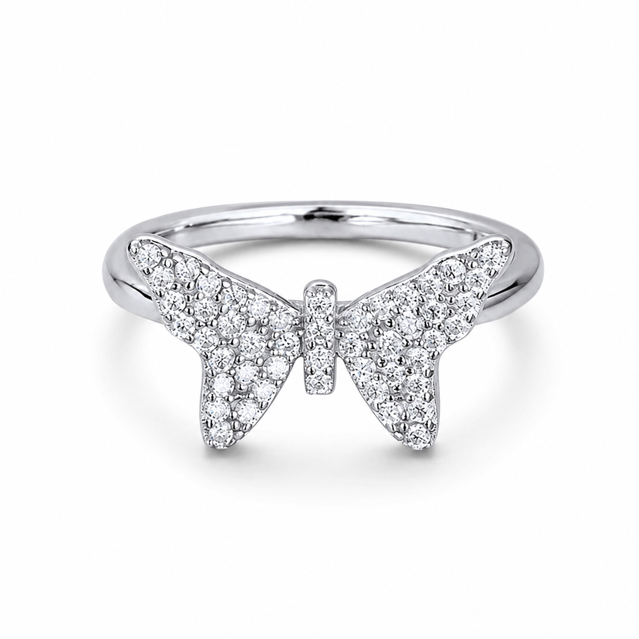 925 Sterling Silver VVS Moissanite Gemstone Butterfly Ring