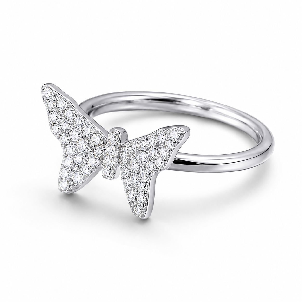 925 Sterling Silver VVS Moissanite Gemstone Butterfly Ring