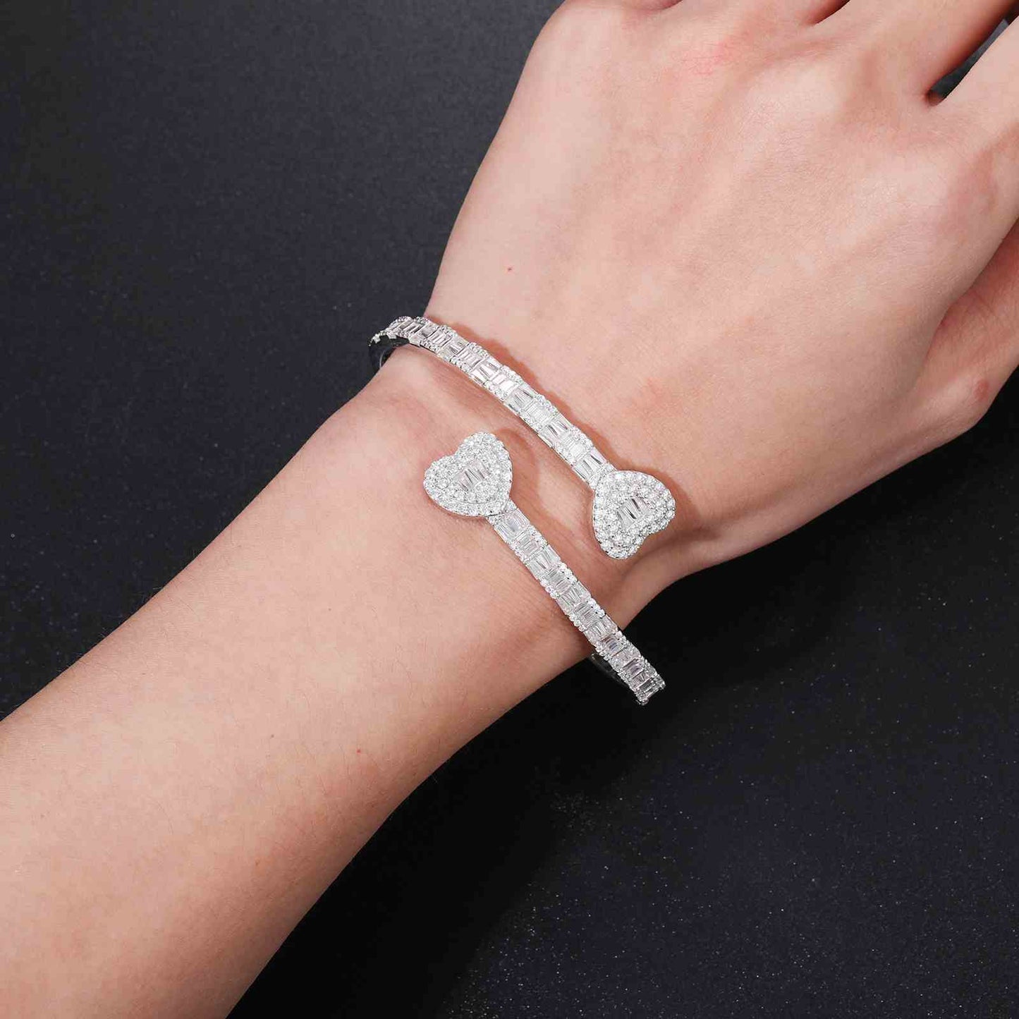 5mm Baguette Heart Bracelet Bangle