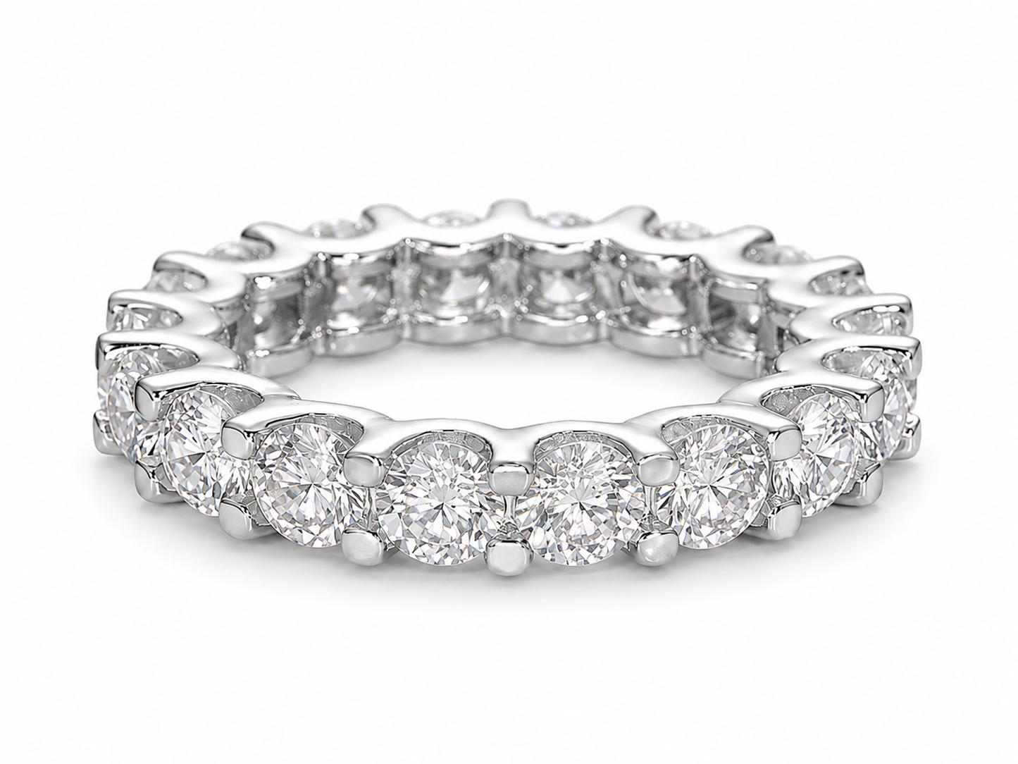 6.5mm Moissanite Eternity Ring Gold Plated 925 Sterling Silver VVS1
