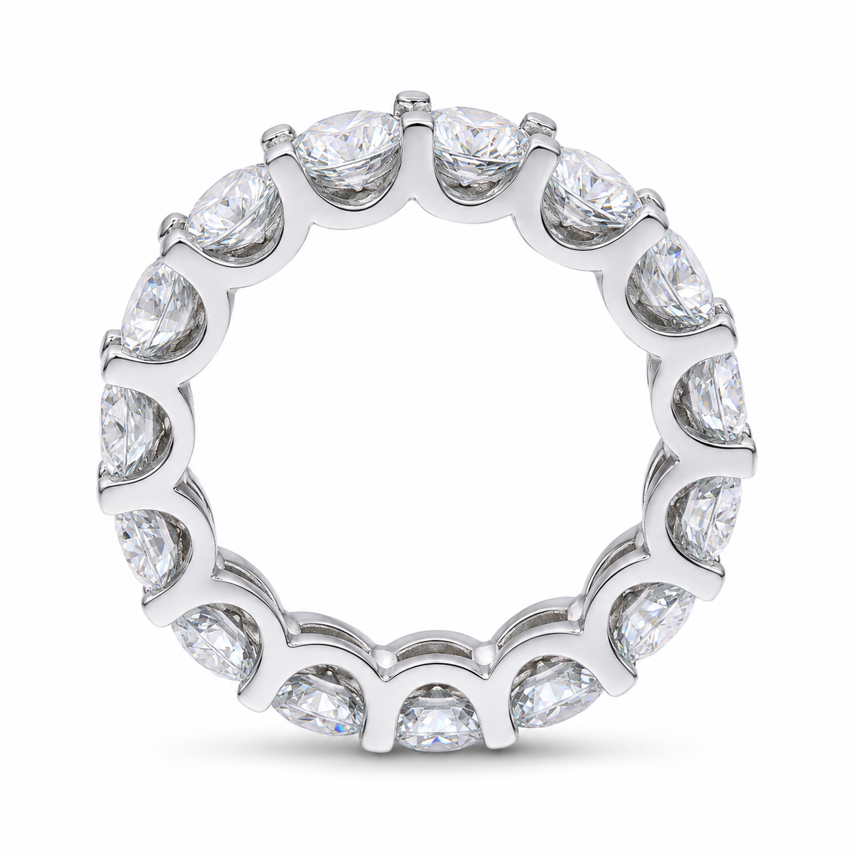6.5mm Moissanite Eternity Ring Gold Plated 925 Sterling Silver VVS1