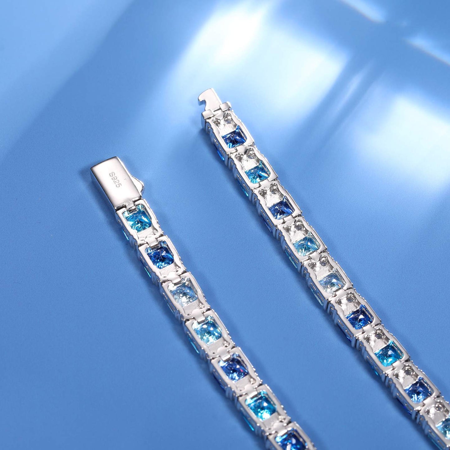 6.5mm Gradient Blue S925 Asscher Cut Tennis Bracelet - TUHE Jewelry