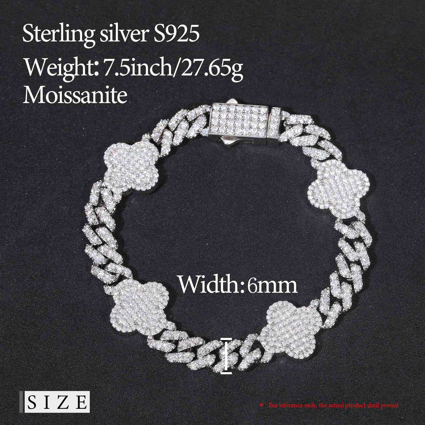 6mm Four Leaf Clover Cuban Link Bracelet