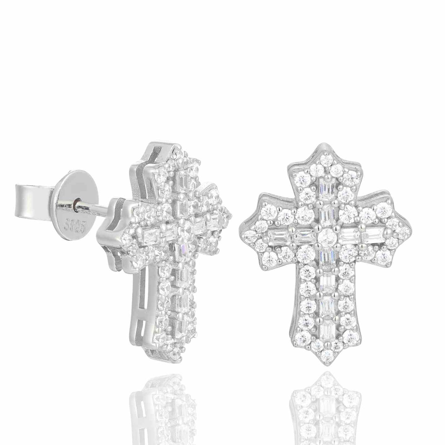 Baguette lris Cross Stud Earrings