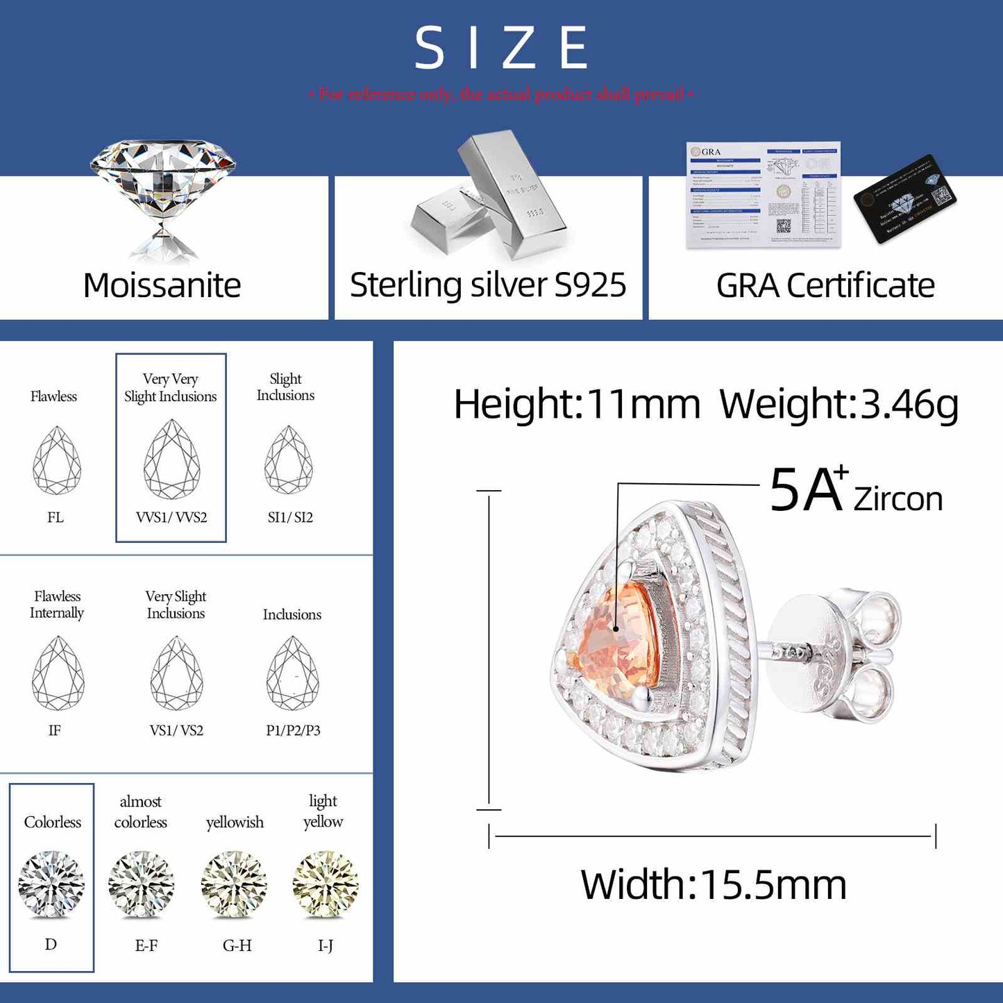 Triangle Color CZ Halo Stud Earring