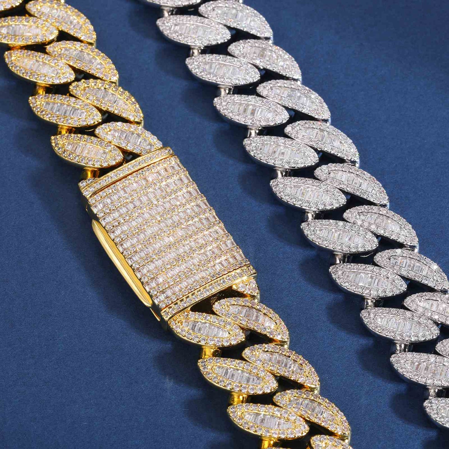 20mm Baguette leaf Cuban Link Chain