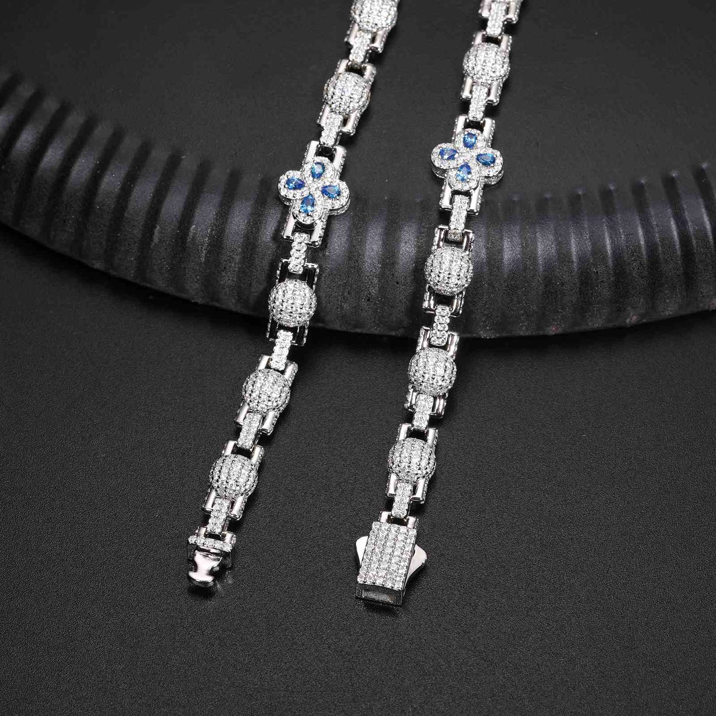 11mm Pear Cut CZ Four Leaf Clover Bracelet
