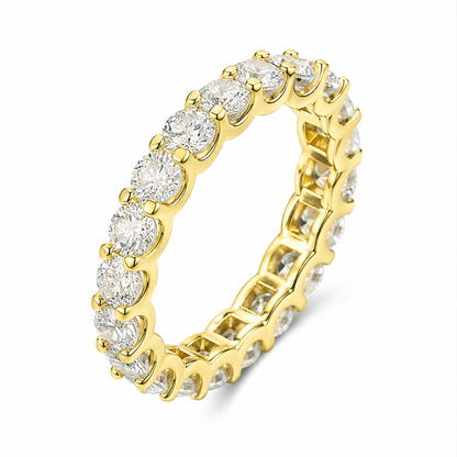 925 Sterling Silver 4mm VVS Moissanite Hypoallergenic Waterproof Prong Set Eternity Ring