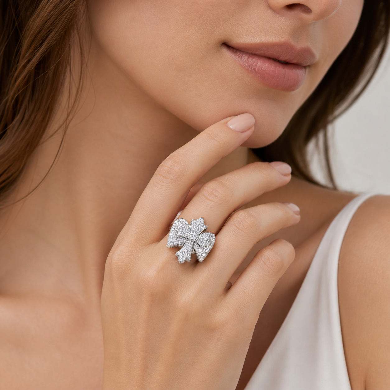 Iced Out Wing Iris Ring