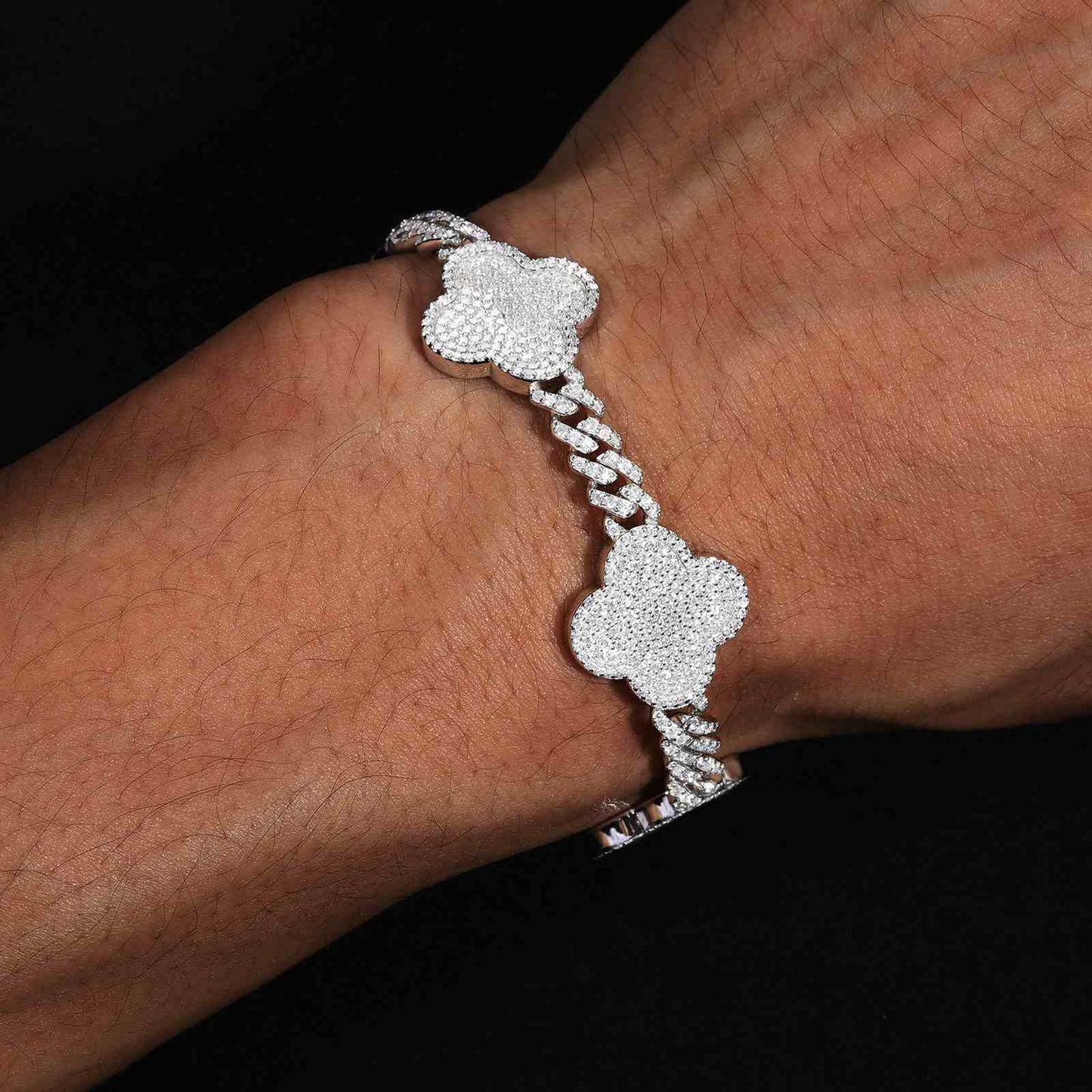 6mm Four Leaf Clover Cuban Link Bracelet