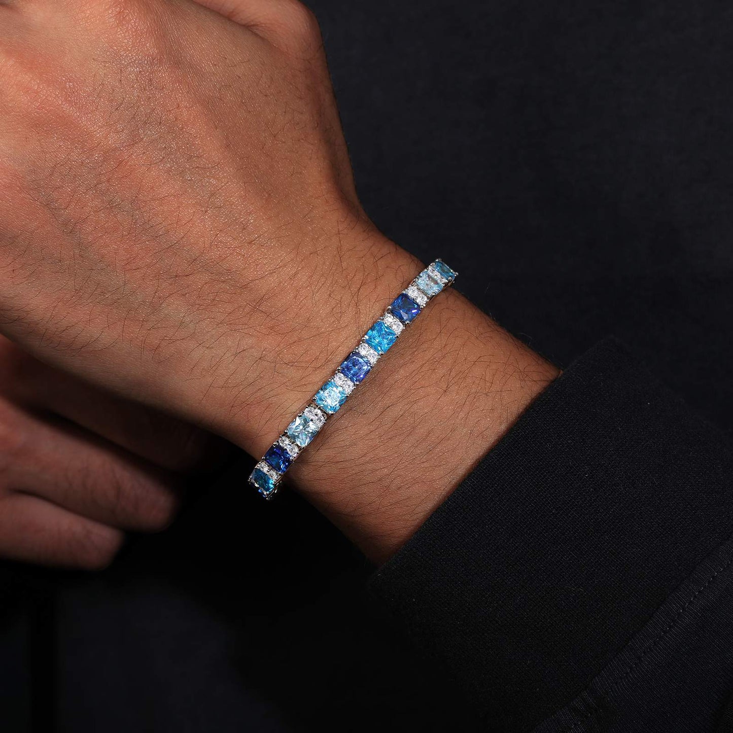 6.5mm Gradient Blue S925 Asscher Cut Tennis Bracelet - TUHE Jewelry