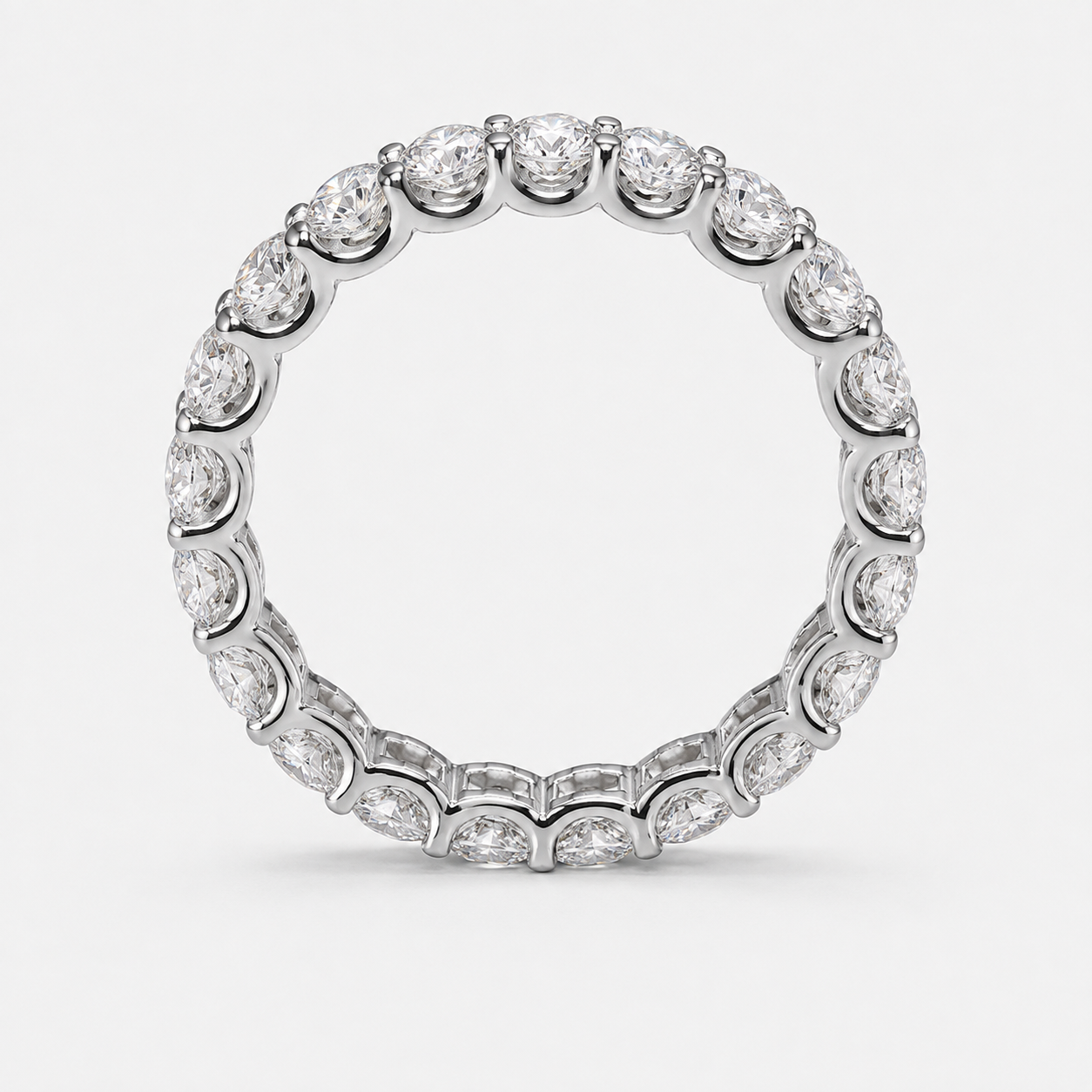 925 Sterling Silver 4mm VVS Moissanite Hypoallergenic Waterproof Prong Set Eternity Ring