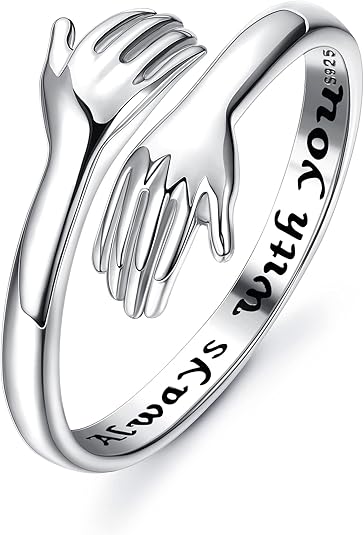 Silver Color Hug Couple Ring