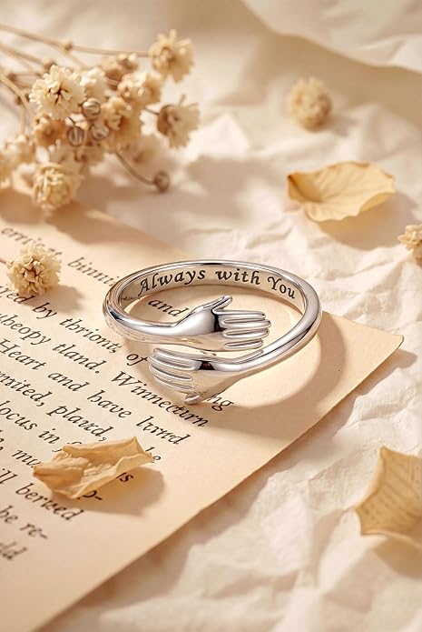 Silver Color Hug Couple Ring