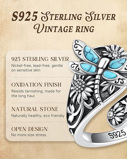 Vintage Dragonfly Turquoise Ring