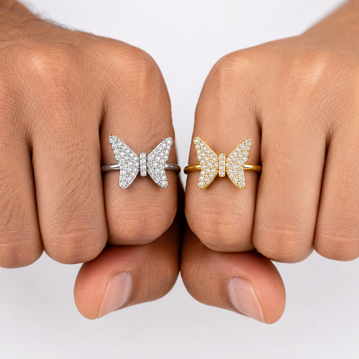 925 Sterling Silver VVS Moissanite Gemstone Butterfly Ring