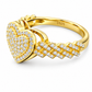925 Silver Moissanite Gold Pave Heart Ring for Women