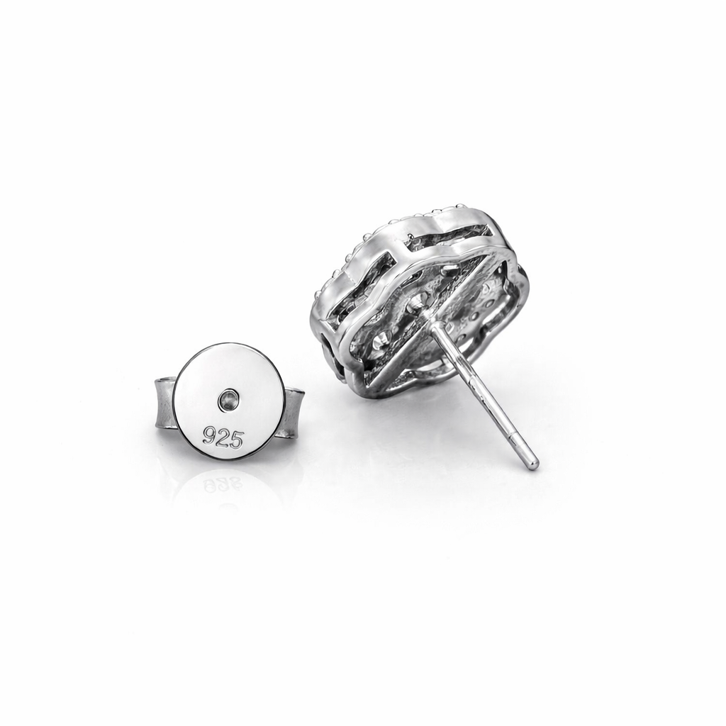S925 Moissanite Lotus Flower Stud Earrings