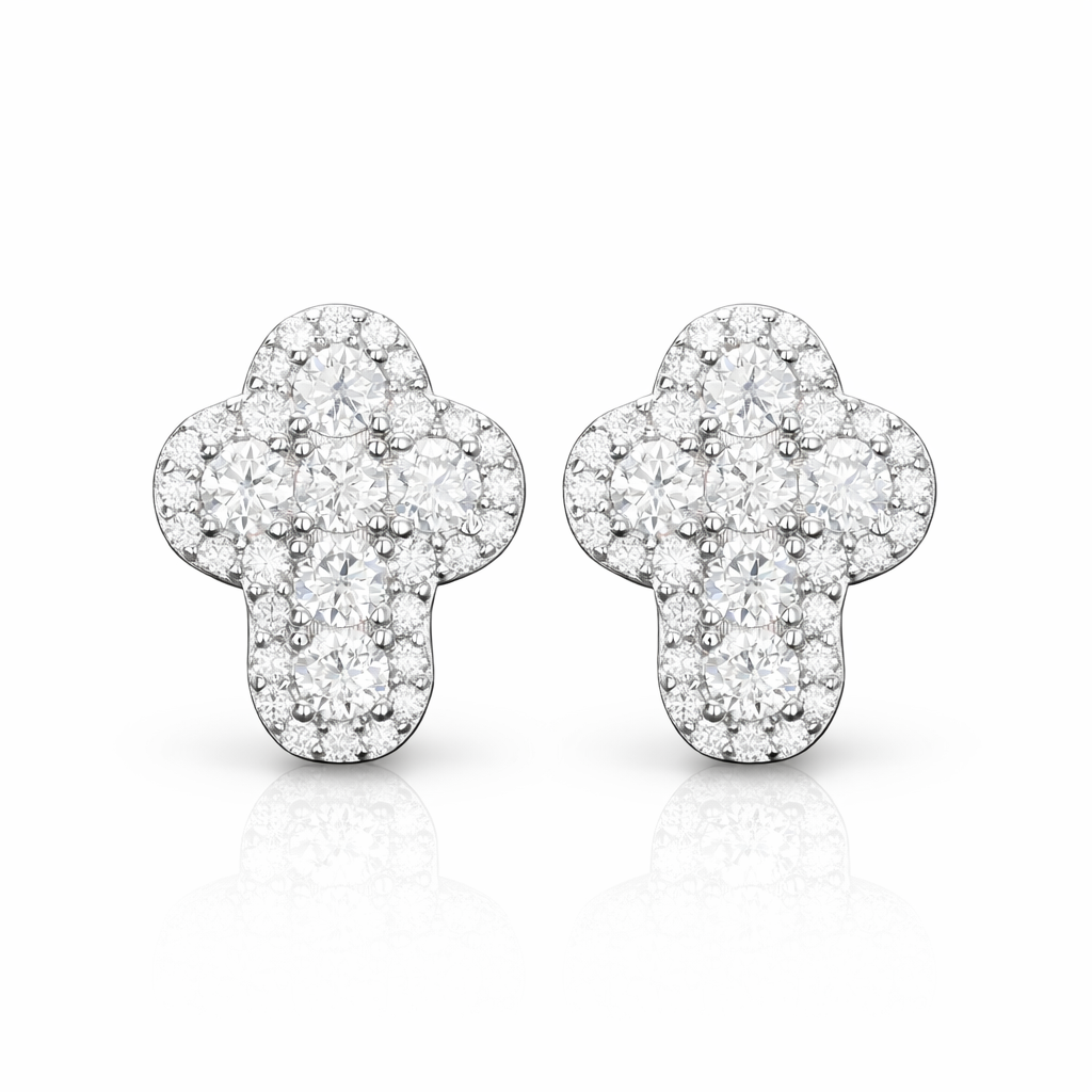S925 Moissanite Iced Out Cross Stud Earrings