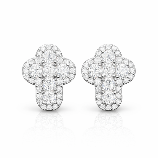 S925 Moissanite Iced Out Cross Stud Earrings