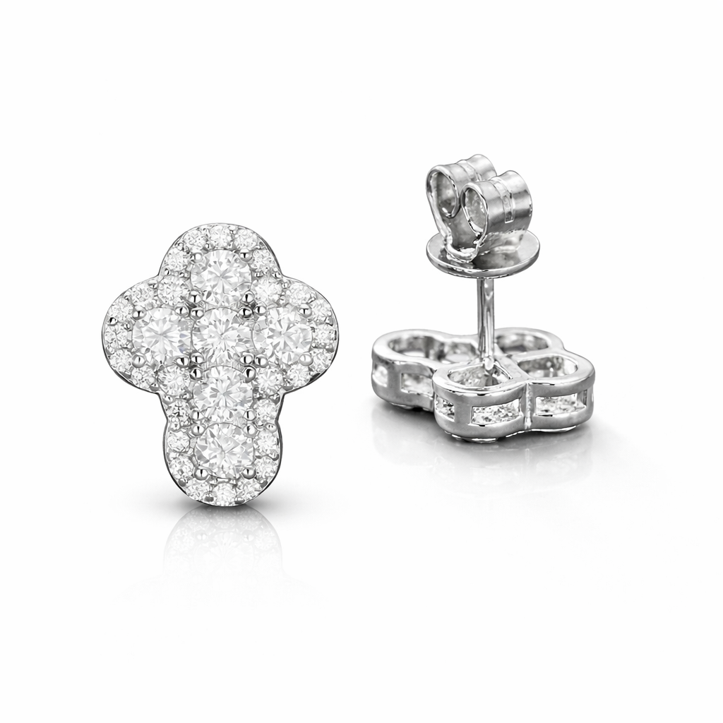 S925 Moissanite Iced Out Cross Stud Earrings