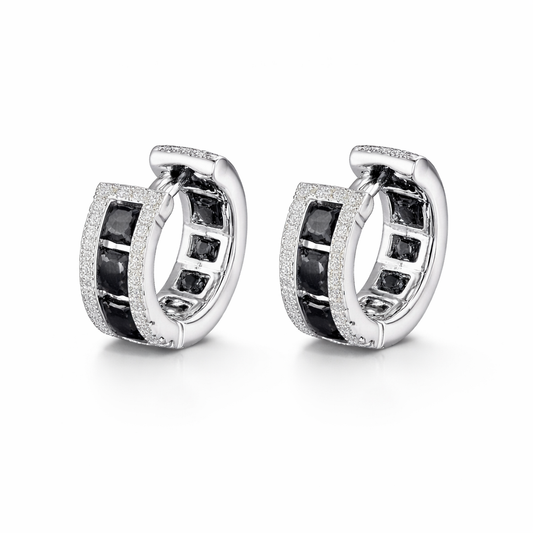 Black Moissanite Diamond Hoop Earrings