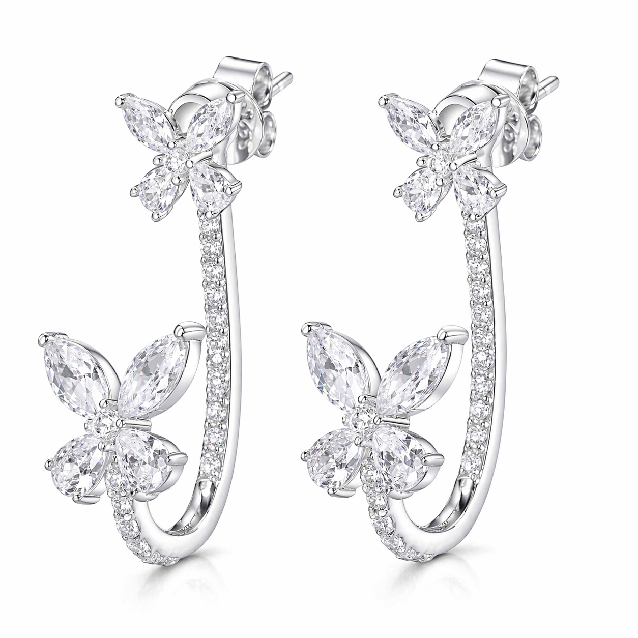 S925 Moissanite Dual Use Butterfly Earrings