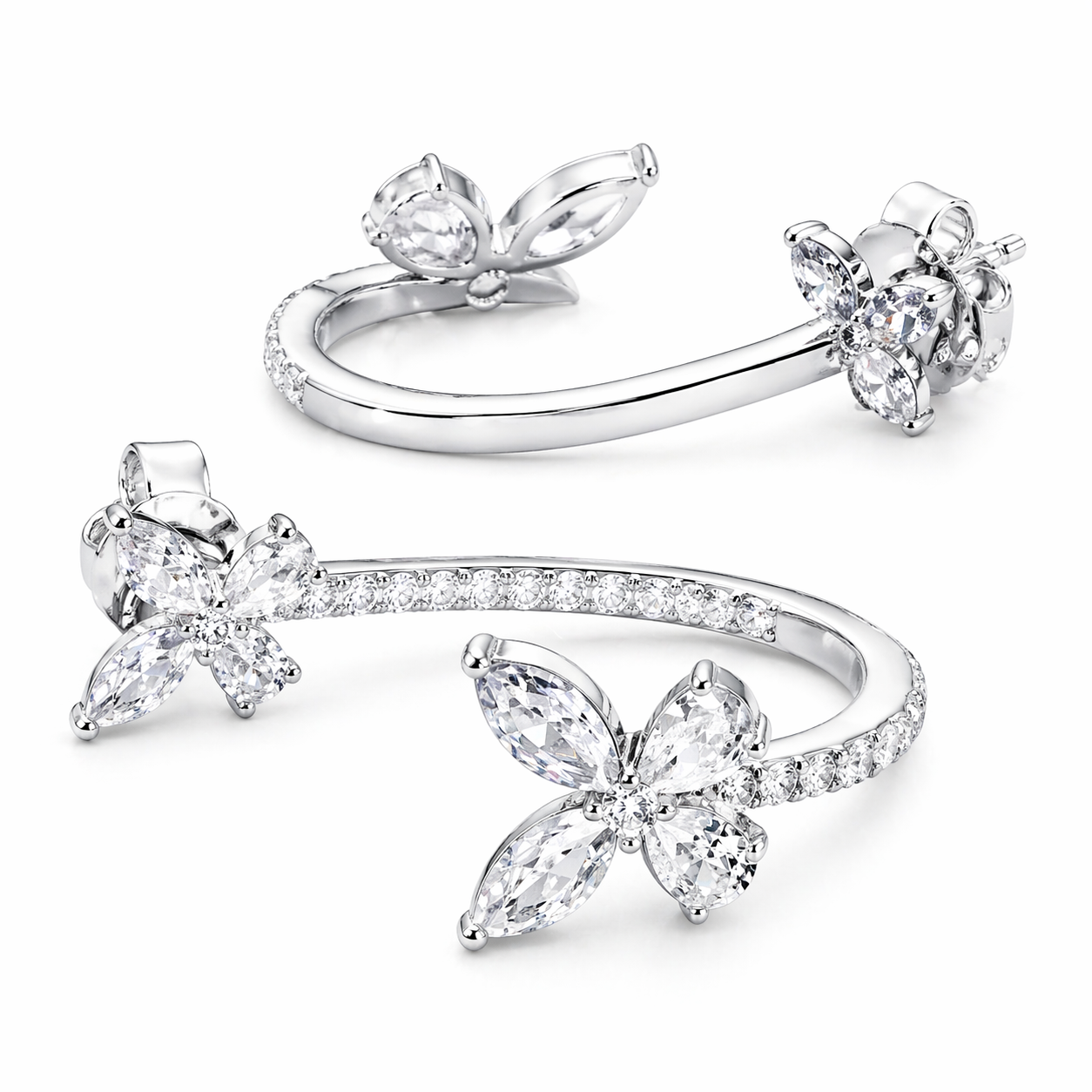 S925 Moissanite Dual Use Butterfly Earrings