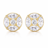 Marquise Cut Round Stud Earrings