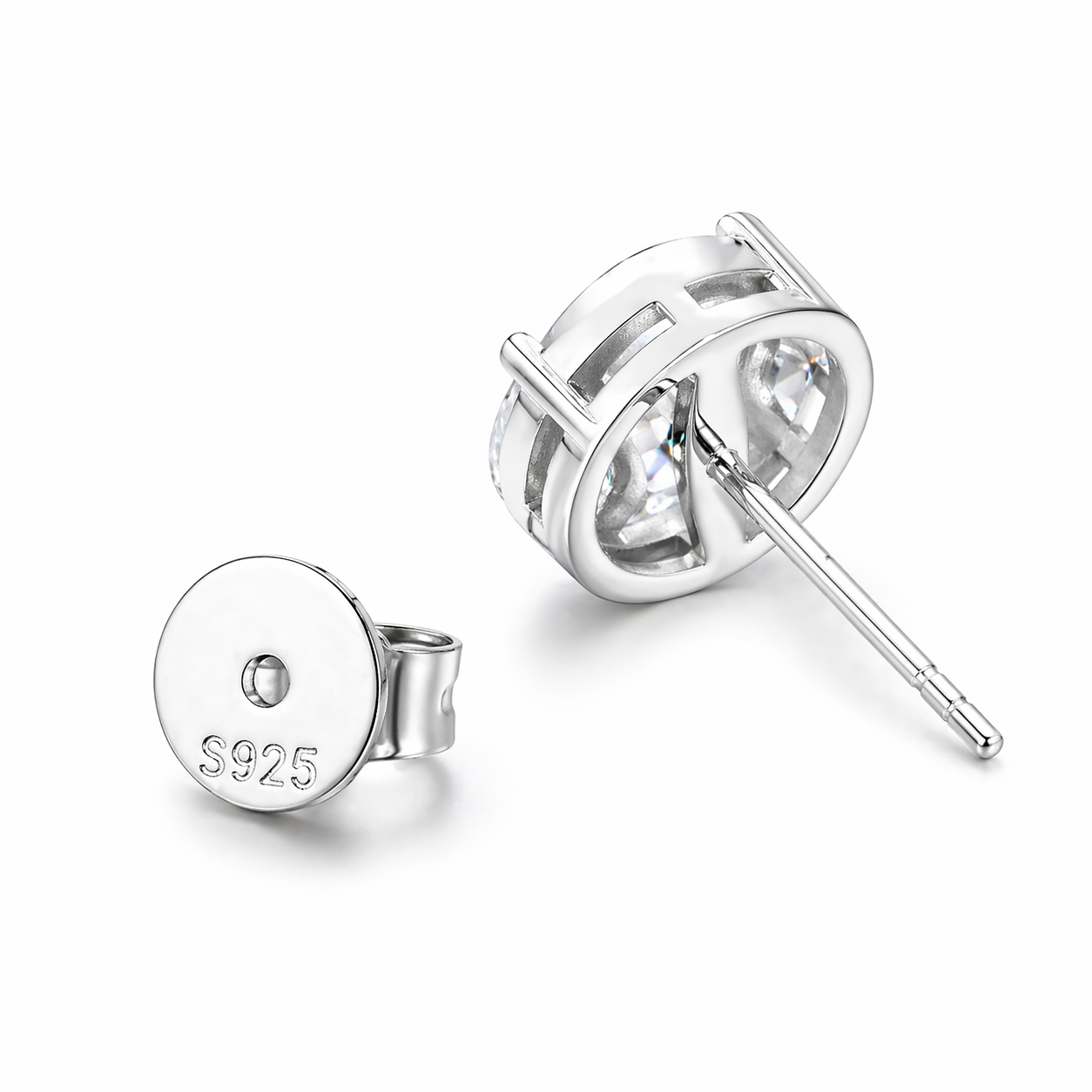 Marquise Cut Round Stud Earrings
