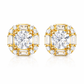 Emerald Cut Halo Stud Earrings