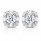 Emerald Cut Halo Stud Earrings
