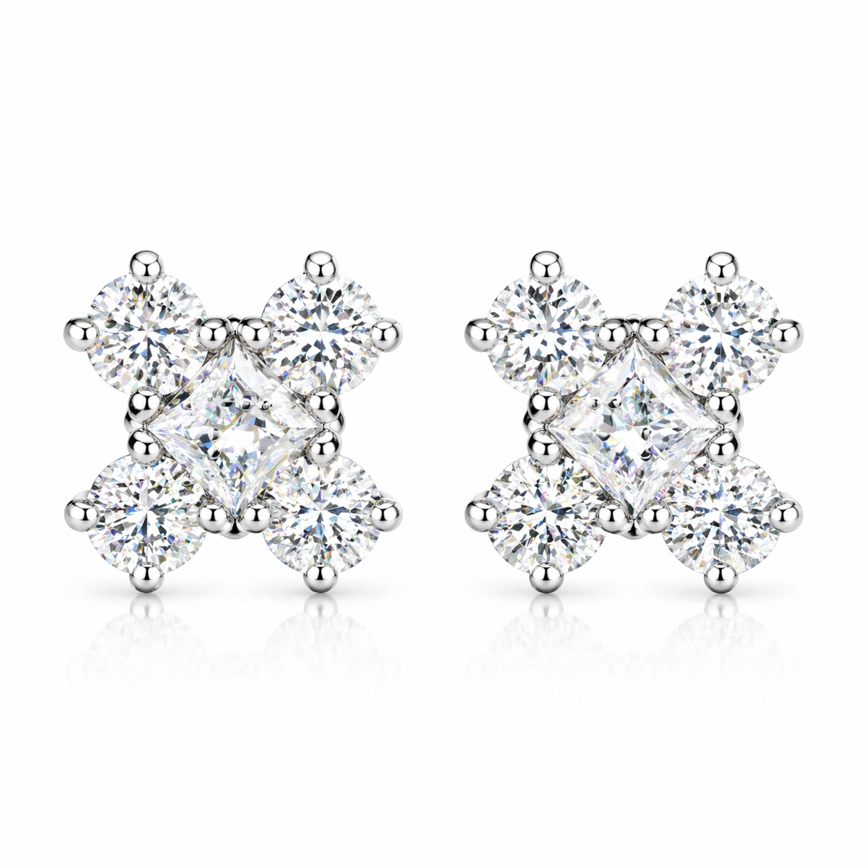 Princess Cut Stud Earring