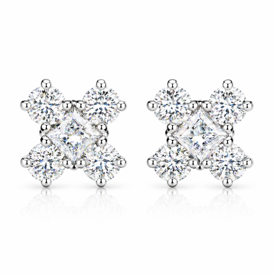 Princess Cut Stud Earring