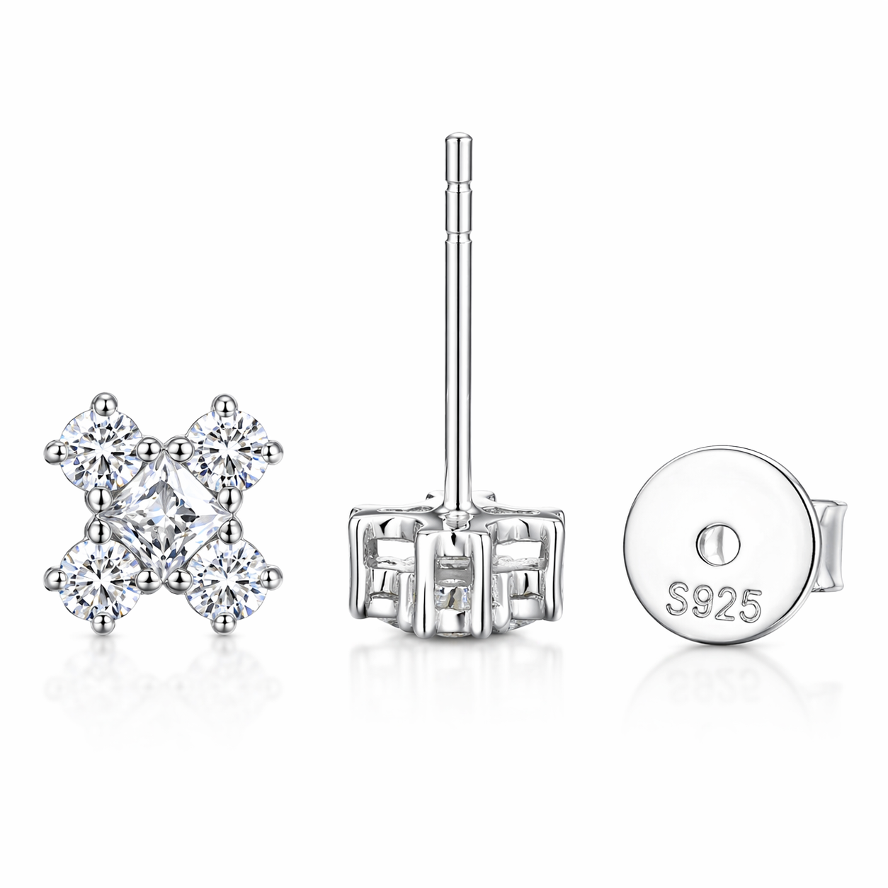 Princess Cut Stud Earring