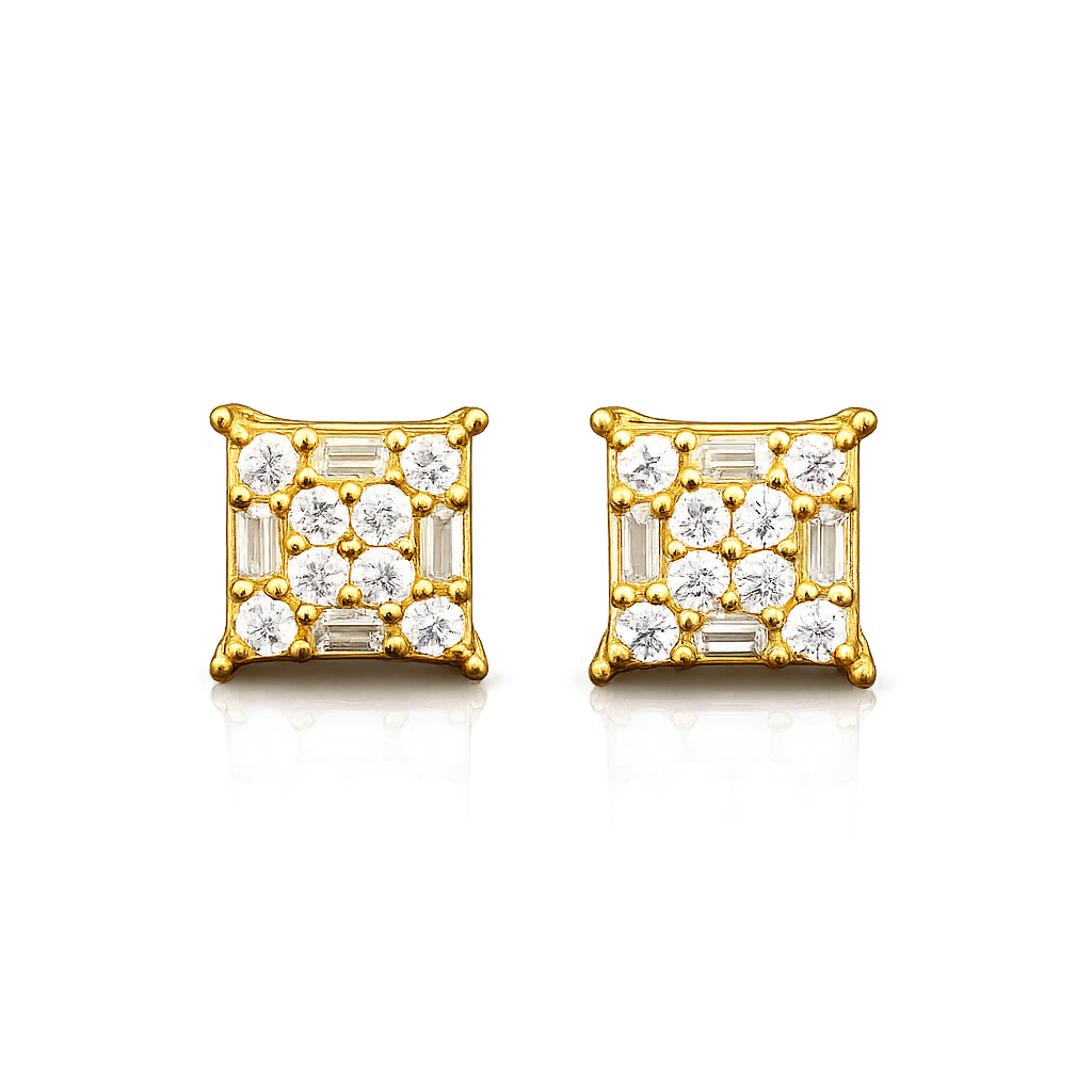 Baguette Square Shaped Stud Earring