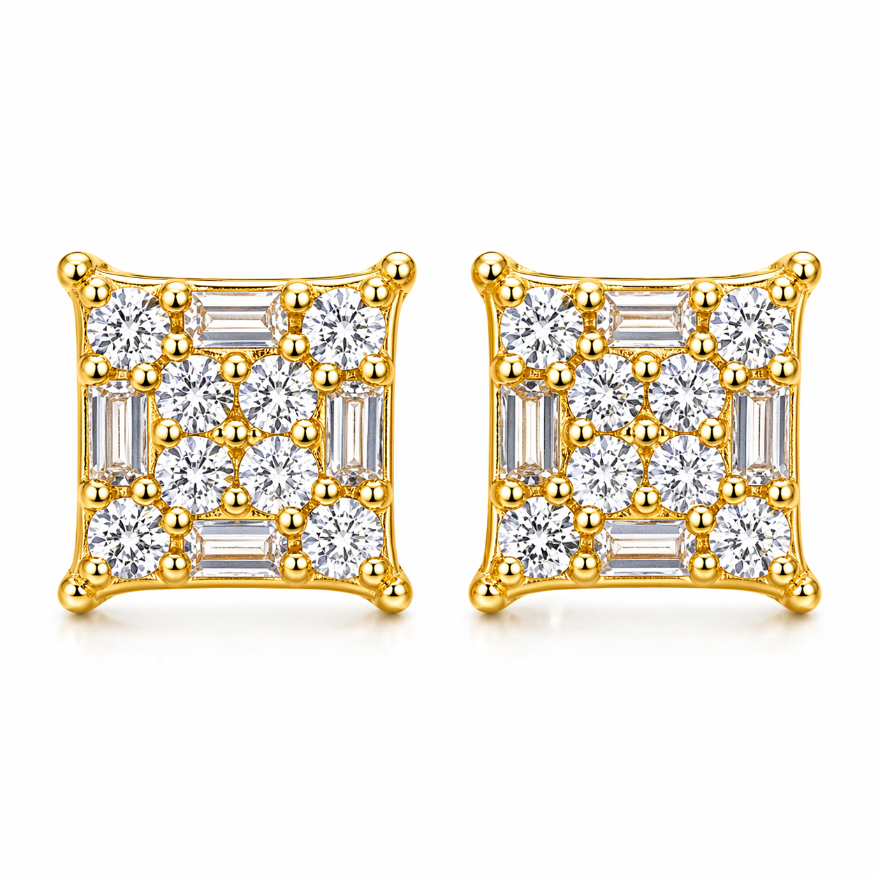 Baguette Square Shaped Stud Earring