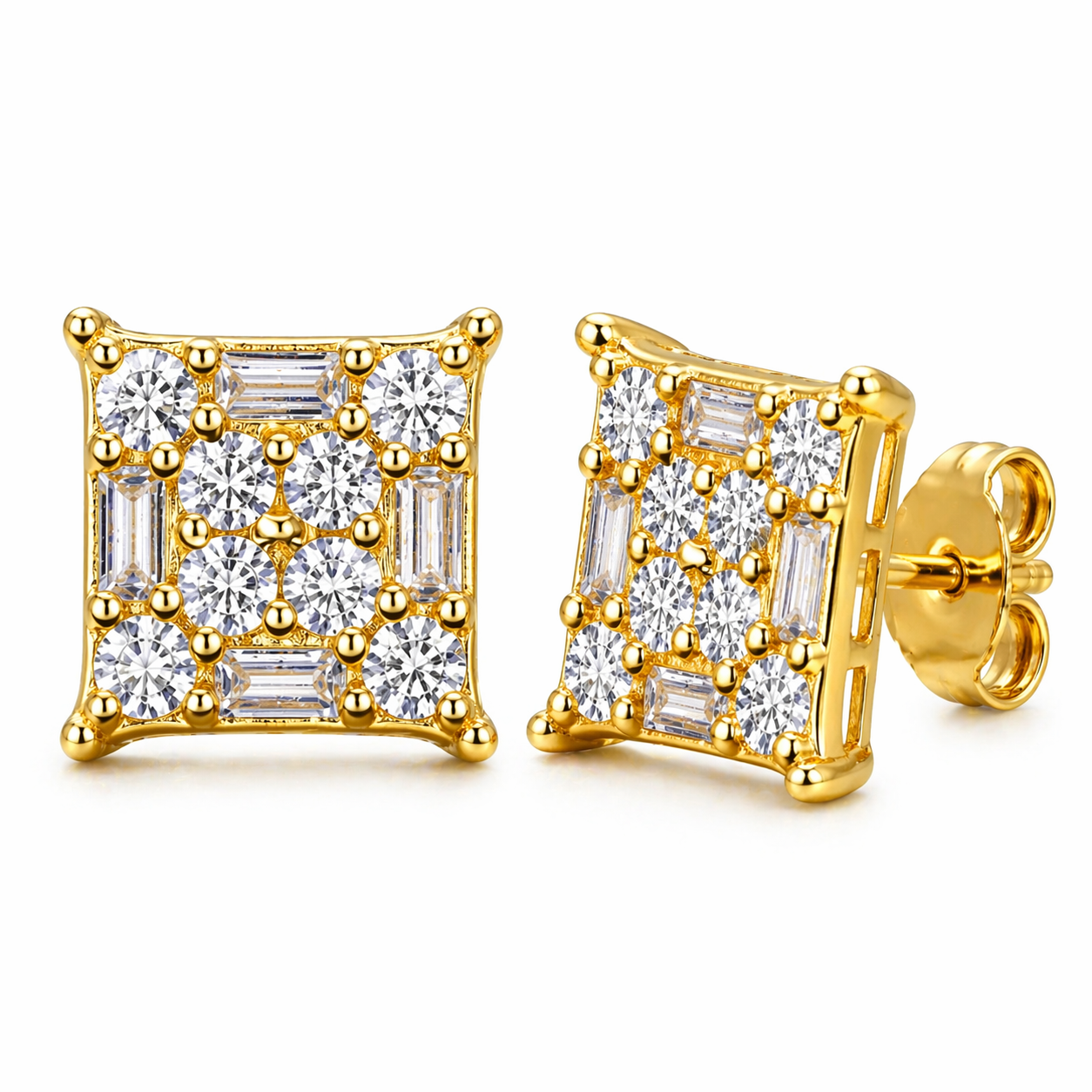 Baguette Square Shaped Stud Earring