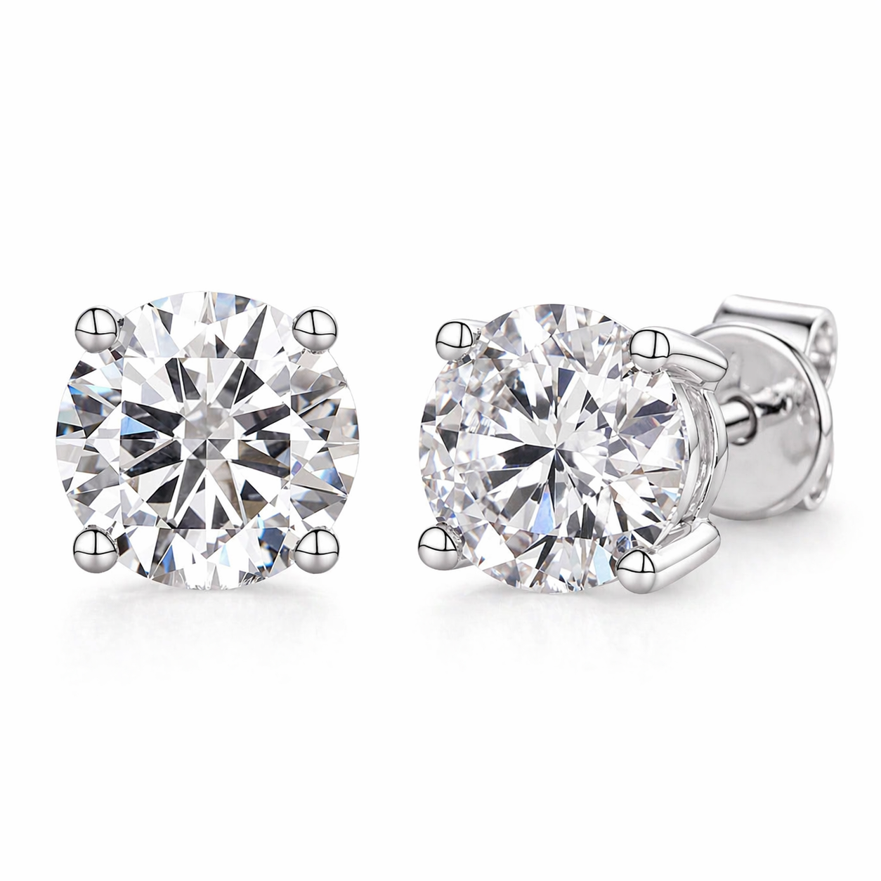 0.2ct-10ct Screw Back Round Cut Stud Earrings
